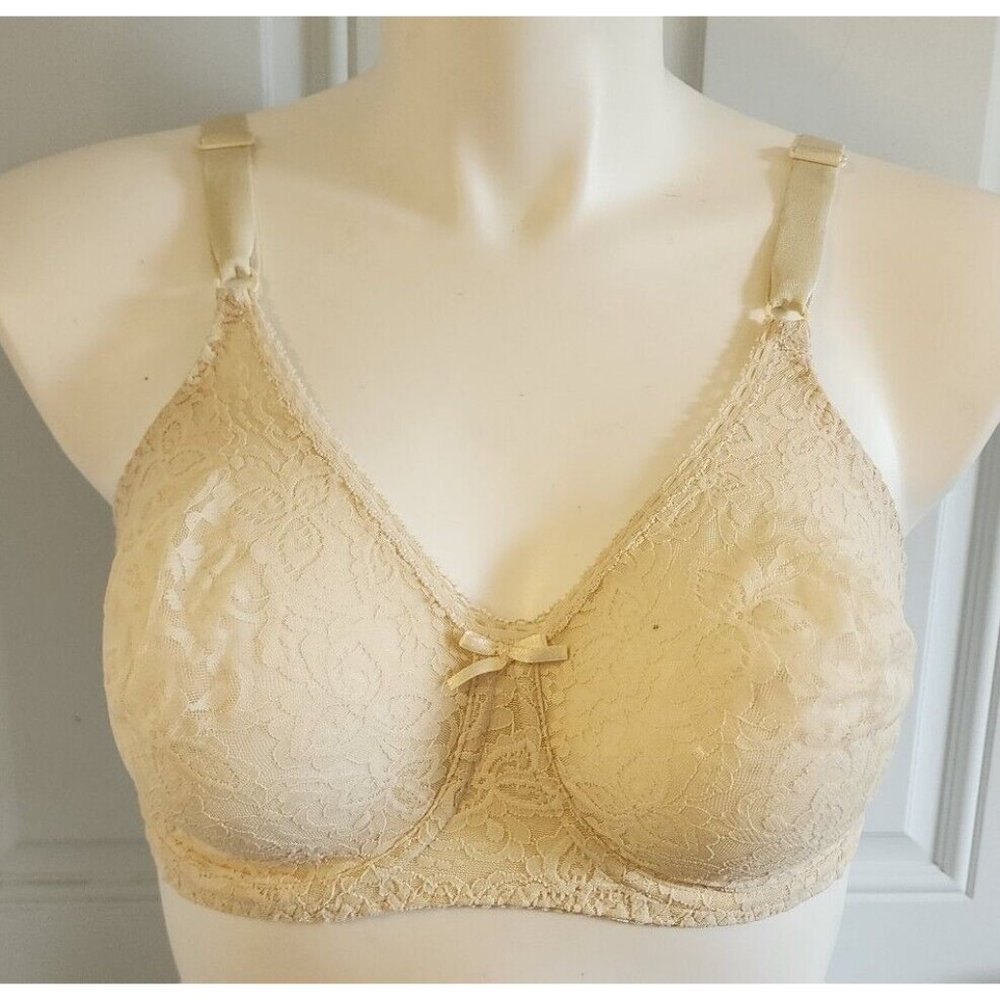 Bali Bra Underwire Lace‎ & Smooth Soft Cup Adjustable Straps 3432 Off White 36DD